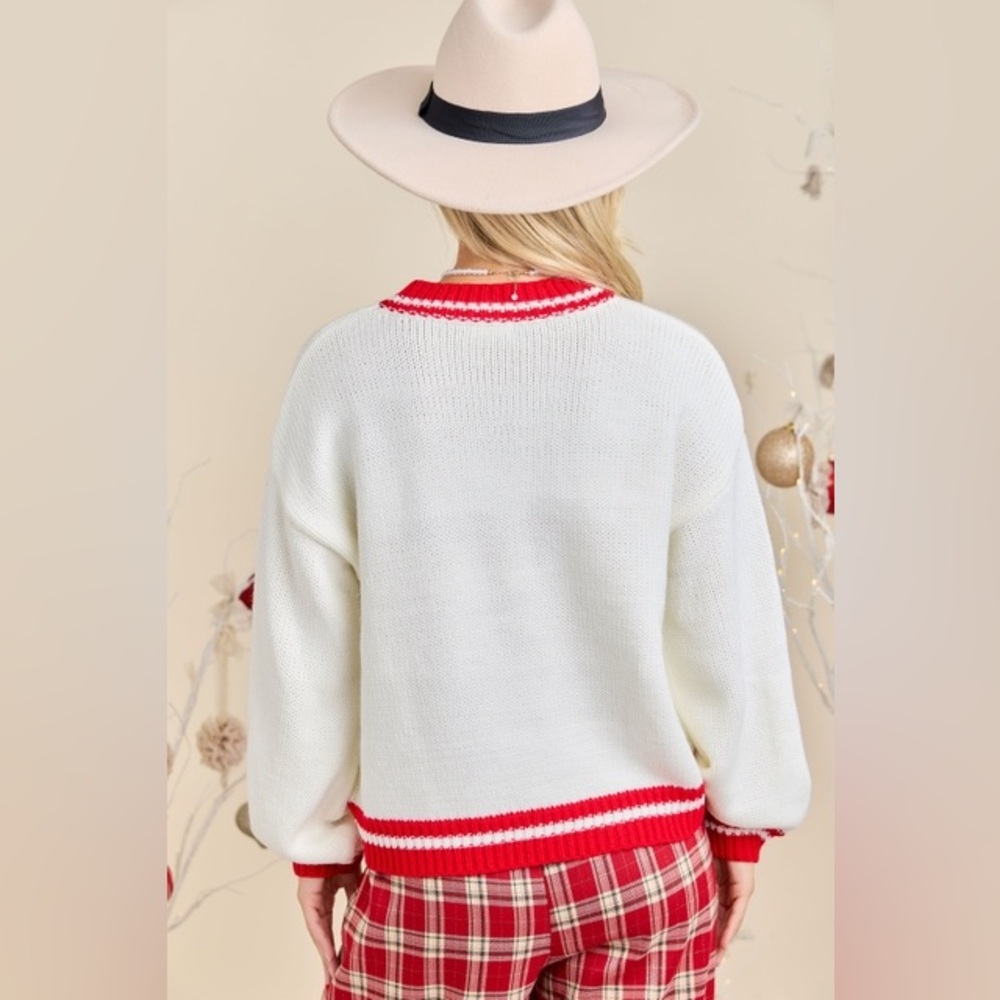 Gingham Christmas Tree Patchwork Sweater With Emb… - image 4